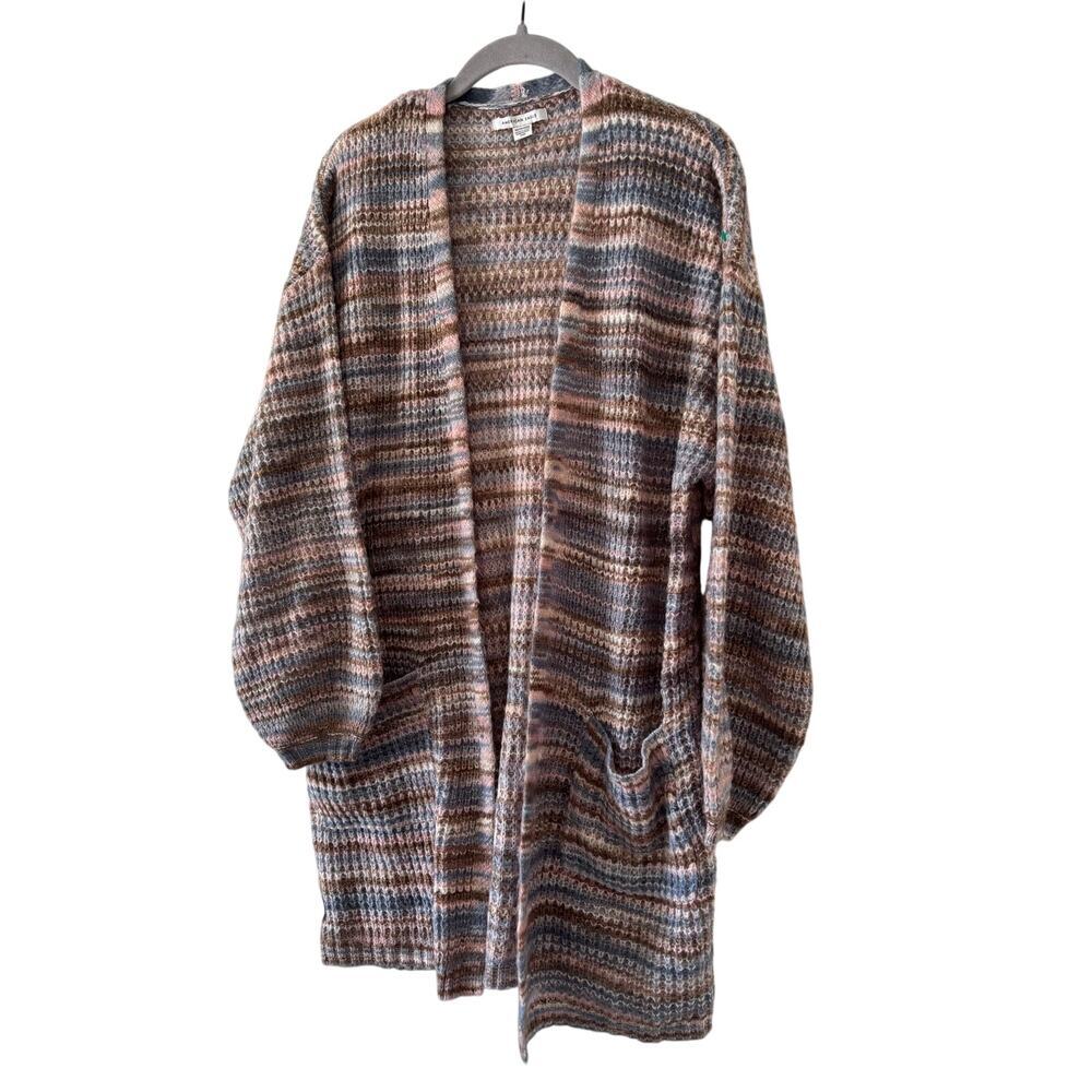 American Eagle Outfitters Front Cardigan Multicolor Waffle Knit Pocket Sweater - Picture 6 of 12